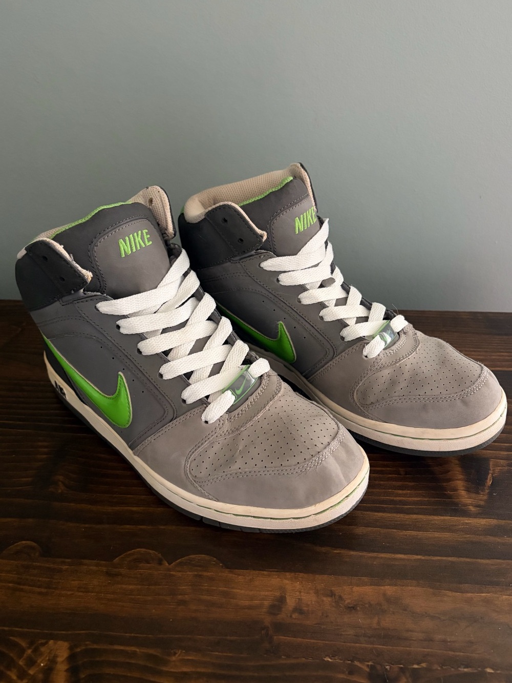 Nike Prestige ll Gray and Neon Green Colorway Women’s High-Top Sneakers